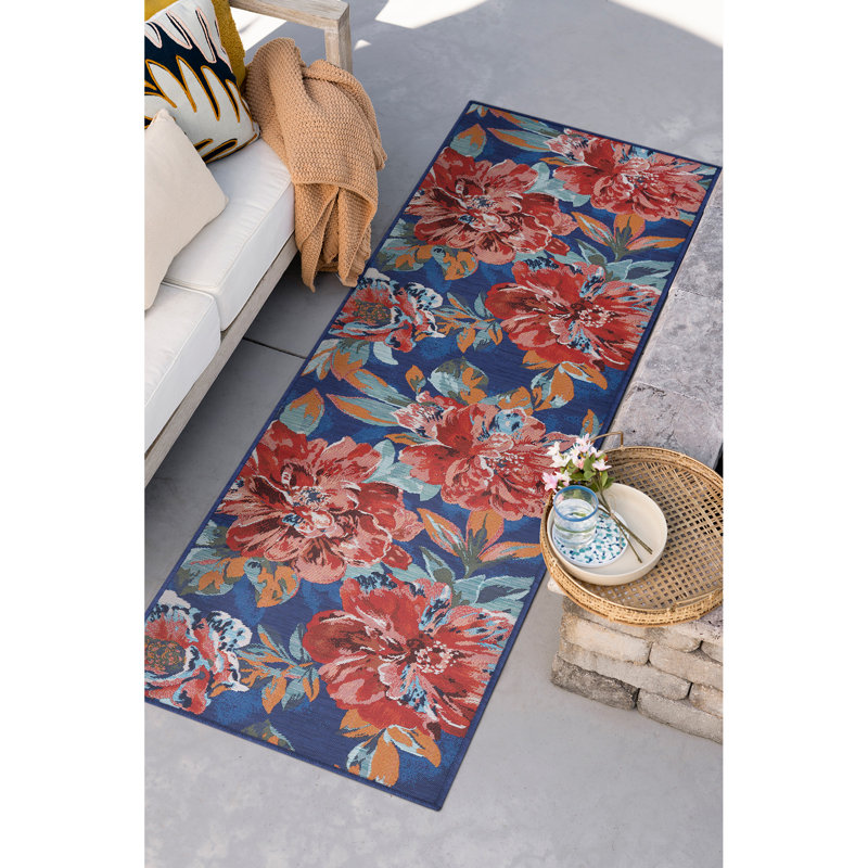 Aoko Floral Indoor / Outdoor Area Rug for Patios, Entryway, Deck or Porch - Multi Color, Runner 2'3'' x 7'3''