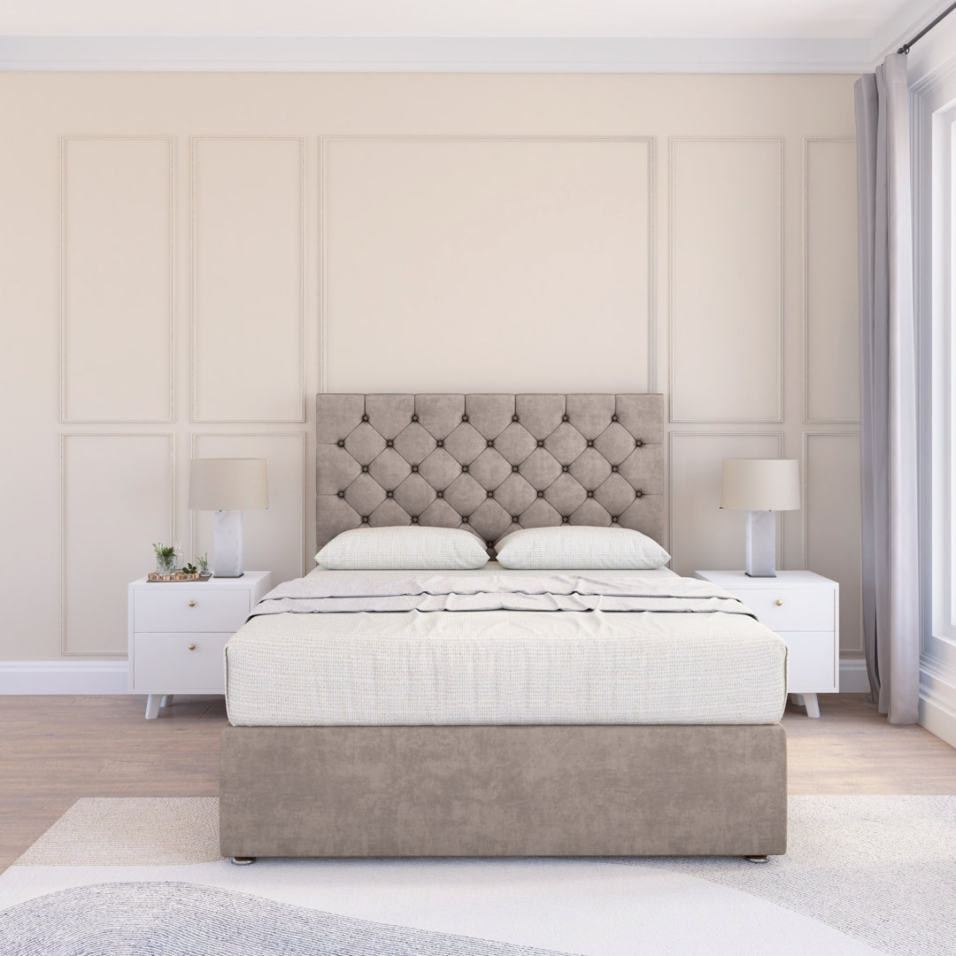 2FT6 Mayfair Divan Bed Base | Naples Slate ,No Drawers & 26" Struts Headboard - Small Single