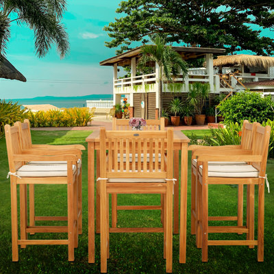 Ensemble bistro rectangulaire en teck pour 6 personnes 55 po