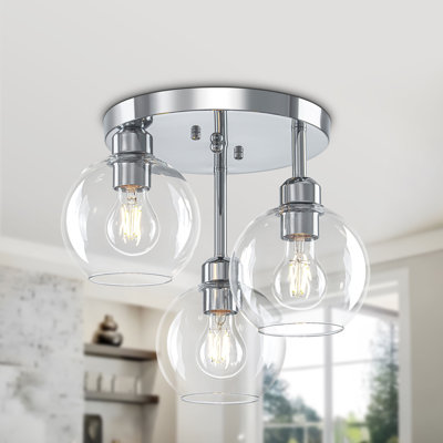 Plafonnier semi-encastré 3 lumières avec verre Globes