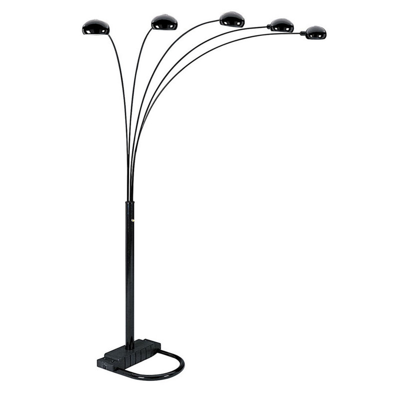 Lampe sur pied ajustable à finition noire, Noir, 84"