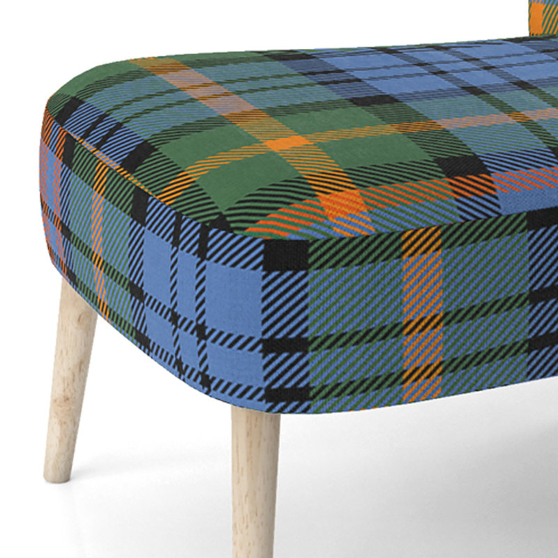 Chaise d'appoint rembourrée à motif tartan vert et orange, Orange / Vert