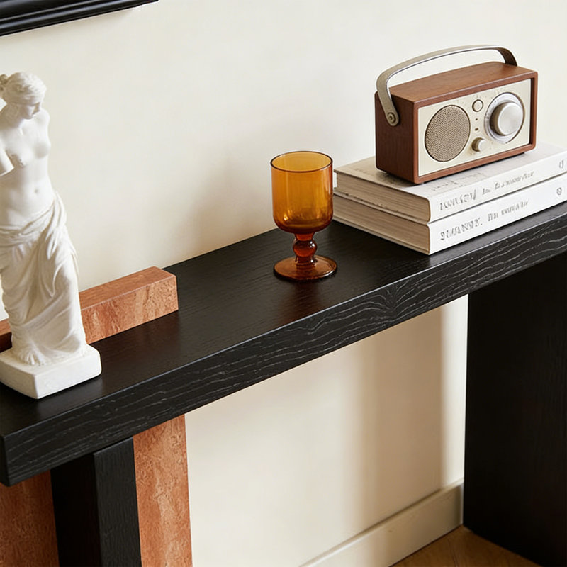 Console 47,24 po Camara, H 33,46 po x l 47,24 po x P 13,78 po, Noir / rouge / brun