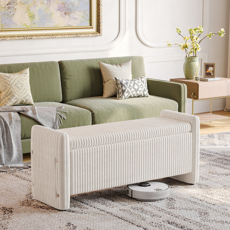 Zellers Upholstered Storage Bench for Entryway and Bedroom, White