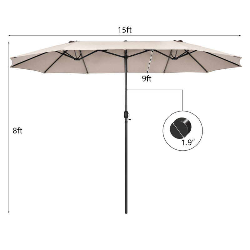 Parasol de marché rectangulaire 180 po x 108 po Ghazan, Beige