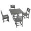 Ensemble de salle à manger d'extérieur 5 pièces en HDPE avec table carrée, 4 chaises et trou pour parasol-110468757