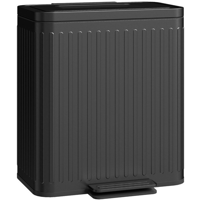 Light Blue 12L Boxy Metal Pedal Bin, Soft-Close Lid with Stay-Open Feature, Fingerprint-Proof Finish and Removable Inner Bucket for Small Kitchen Spaces
