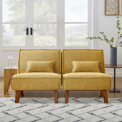 Maano 60'' W Armless Modular Convertible Polyester Upholstered Loveseat with Pillows
