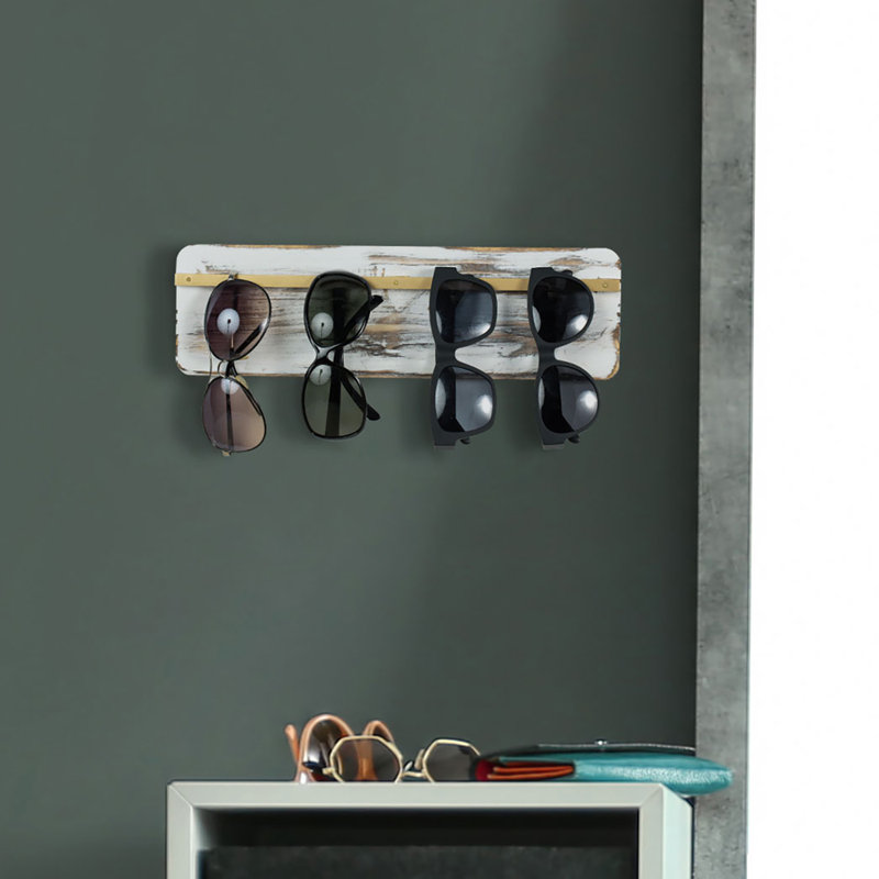 Alto Wood Sunglasses Wall Mounted Jewellery Holder, White Washed