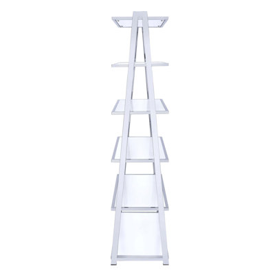 Bibliothèque blanche et chrome avec 6 tablettes