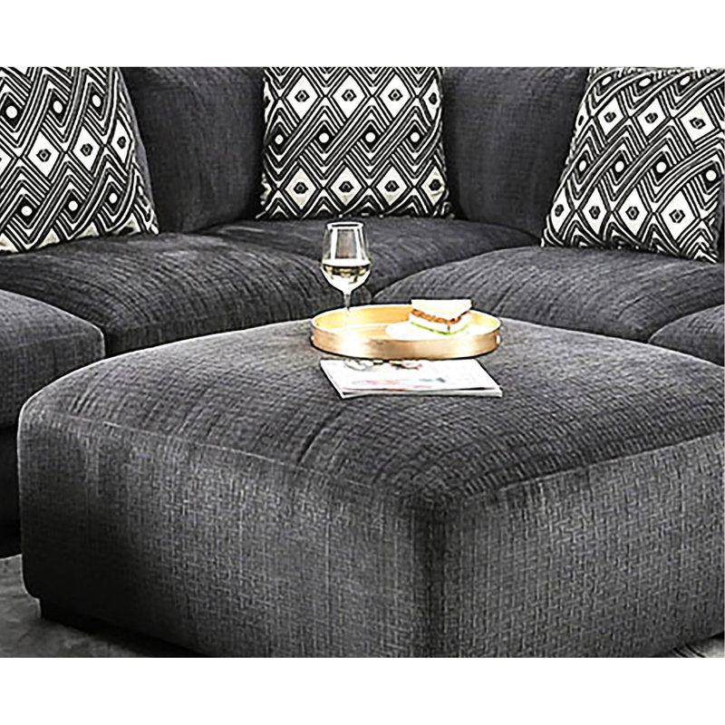 Carré gris contemporain avec mousse à mémoire de forme et conception modulaire, 43 pouces de largeur, profondeur, 21 haut, structure en bois massif, pieds en tissu d'ameublement en chenille, largeur, profondeur, hauteur