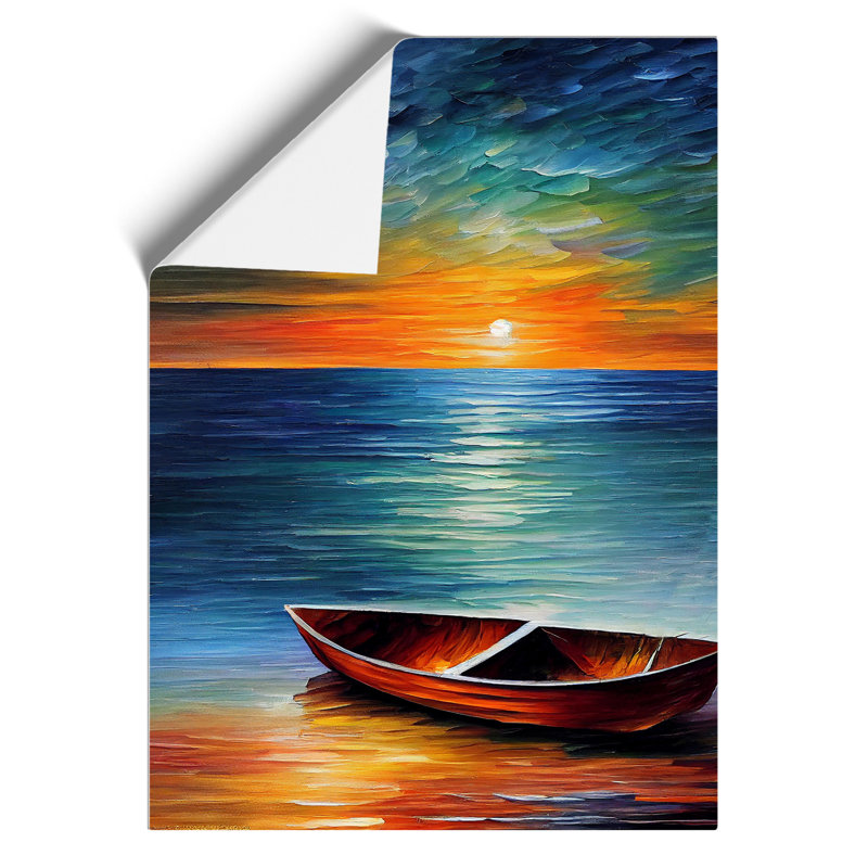 Boat at Sunset No.3 - Wall Art, 29.7cm H x 21cm W, Paper, No Matte
