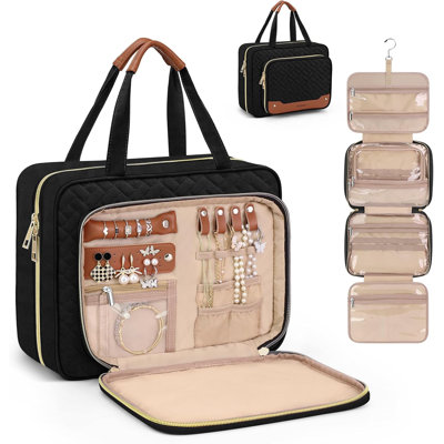 Toiletry Bag for Women, Hanging Travel Toiletry Bag with Jewelry Organizer Compartment