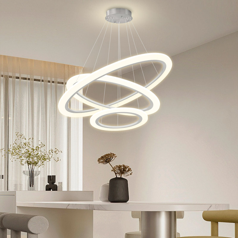 3-Ring Modern Led Chandelier Silver, Silver