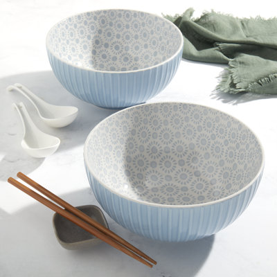 INFUSE 2-Piece 58oz Stoneware Ramen Bowls, Stars
