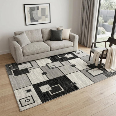 Tapis gris à motif abstrait Dillup-Jones