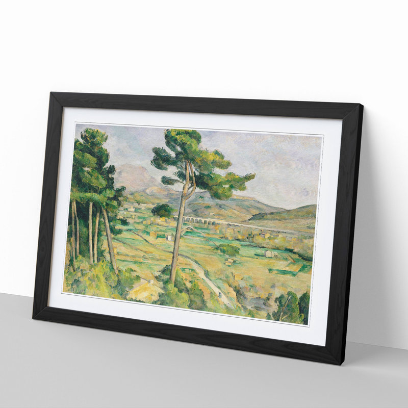 Mont Sainte-Victoire Viaduct by Paul Cezanne - Picture Frame Painting, 27cm H x 36cm W x 2cm D, Black