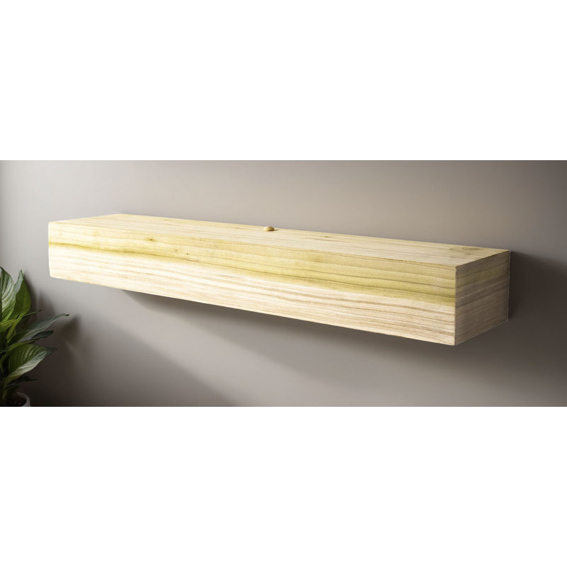 Tablettes flottantes en peuplier, Bois jaune moyen, H 6 po x l 59 po x P 4 po