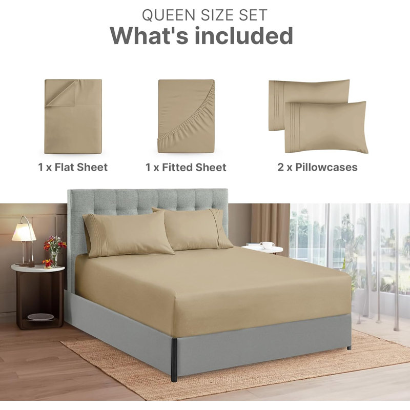 Off White Queen Microfiber Deep Pocket Sheet Set