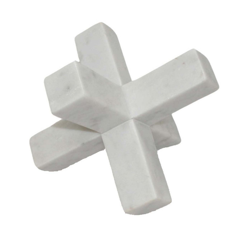 Décoration de table, croix géométrique 9 pouces, marbre blanc