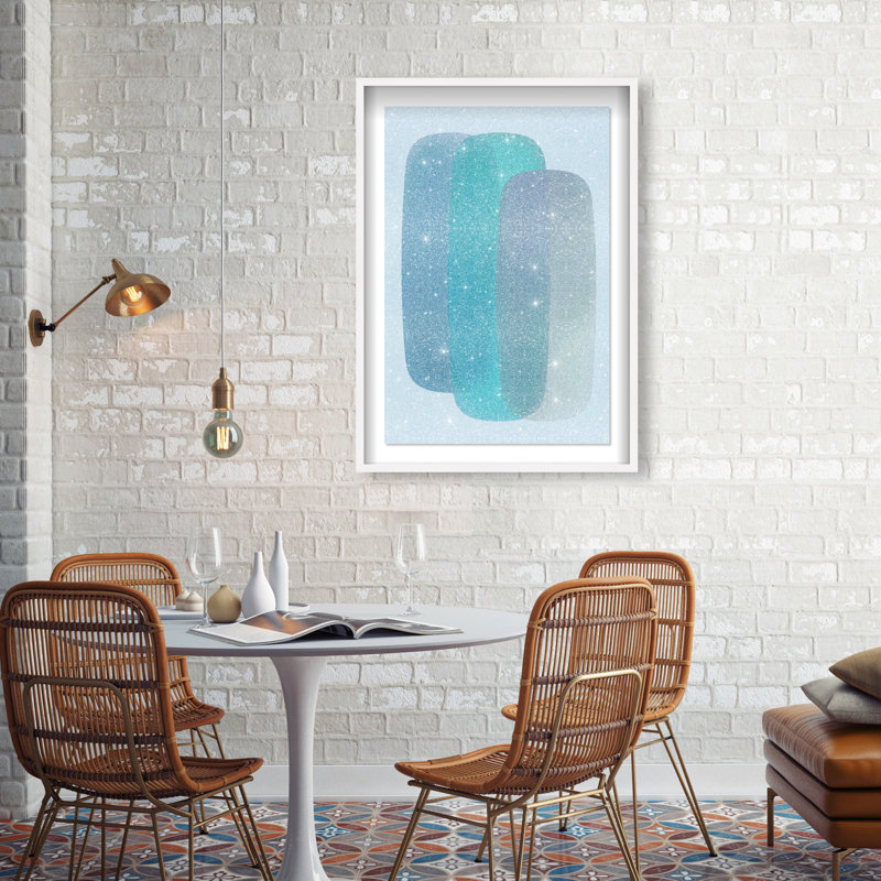 Teal Gradients Print by Oliver Gal, 16.5"H x 11.5"W, White Shadowbox