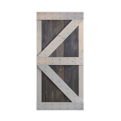 Porte de grange en bois lambrissé sans trousse de quincaillerie d’installation