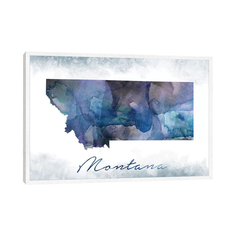 Montana State Bluish 1 Piece Wall Art on Canvas, 66.04 cm H x 45.72 cm W, White Framed