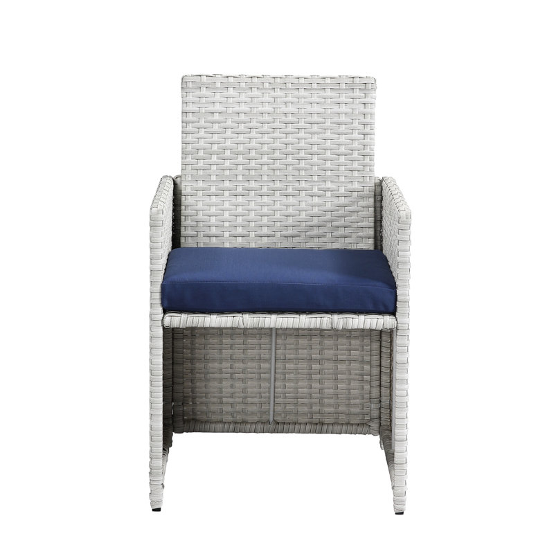 9 pièces en tissu bleu et bistro - chaises, repose-pieds, salle à manger et tabouret 9 pièces