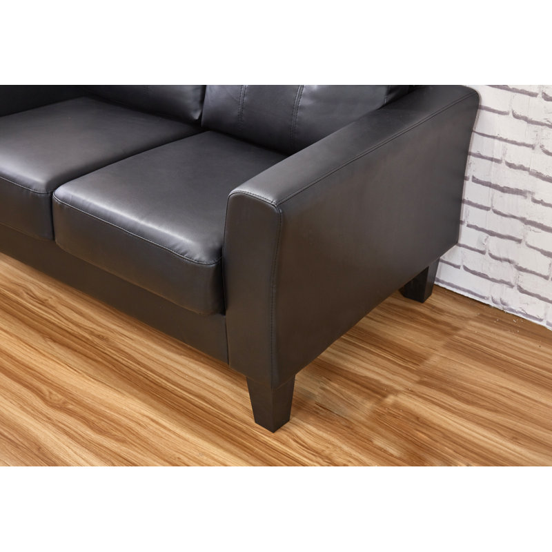 Althea 53.5'' Faux Leather Loveseat, Black Faux Leather