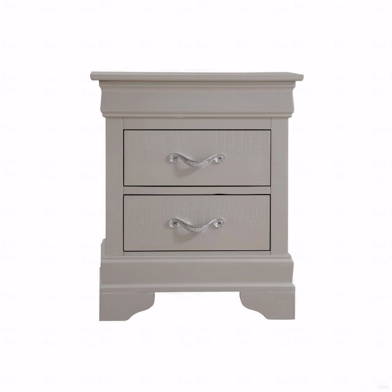 Elegant Silver Champagne Nightstand, Champagne