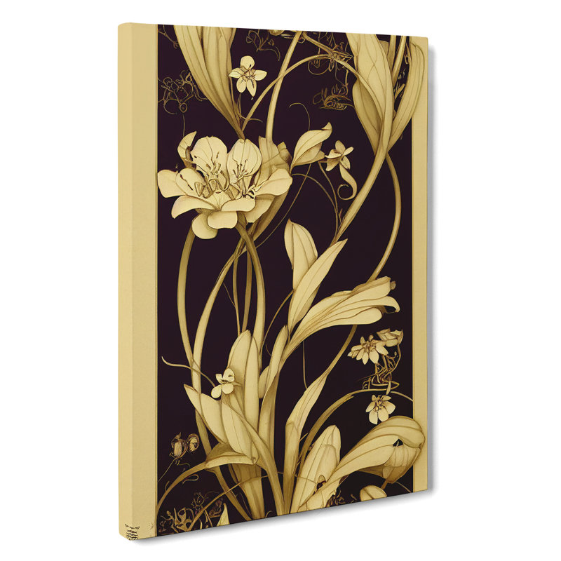 Art Deco Flowers No.2 - Wrapped Canvas Print, 50cm H x 35cm W x 3cm D