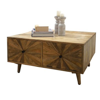 Hand-crafted Sunburst Coffee Table With Storage