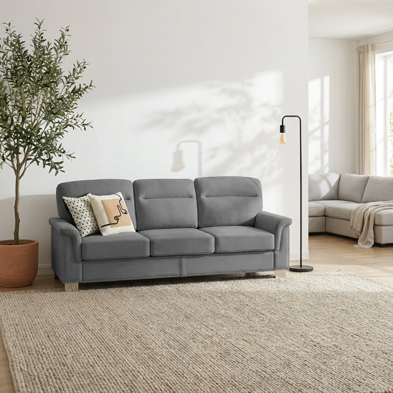 Canapé contemporain en tissu Snowfleece, Gris