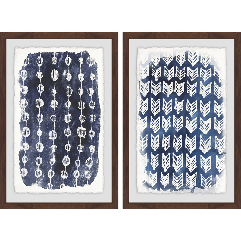 « boho patterns »-ensemble de 2 reproductions de peintures à l’aquarelle encadrées sur papier, H 18 po x l 12 po x L 1,5 po