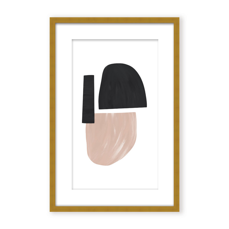 Black and Nude Abstract Shapes by Uplusmestudio - Picture Frame Painting on Paper, 24" H x 16" W x 2.375" D, Framed Canvas