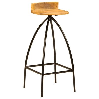 Cuyler Solid Wood Bar Stool with Steel Frame