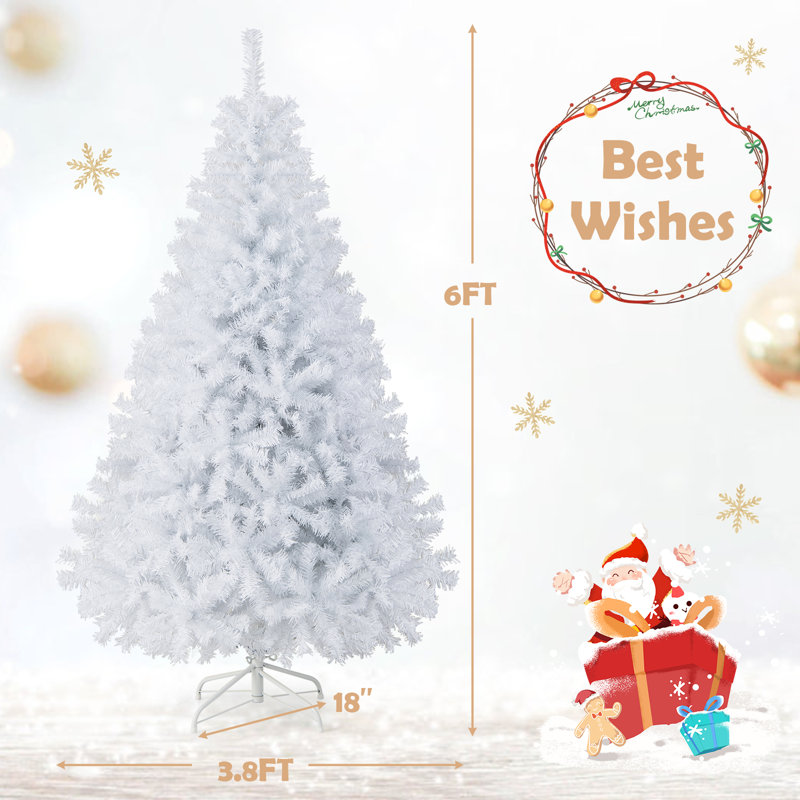 Arbre de Noël blanc en PVC artificiel réaliste, 6 pi