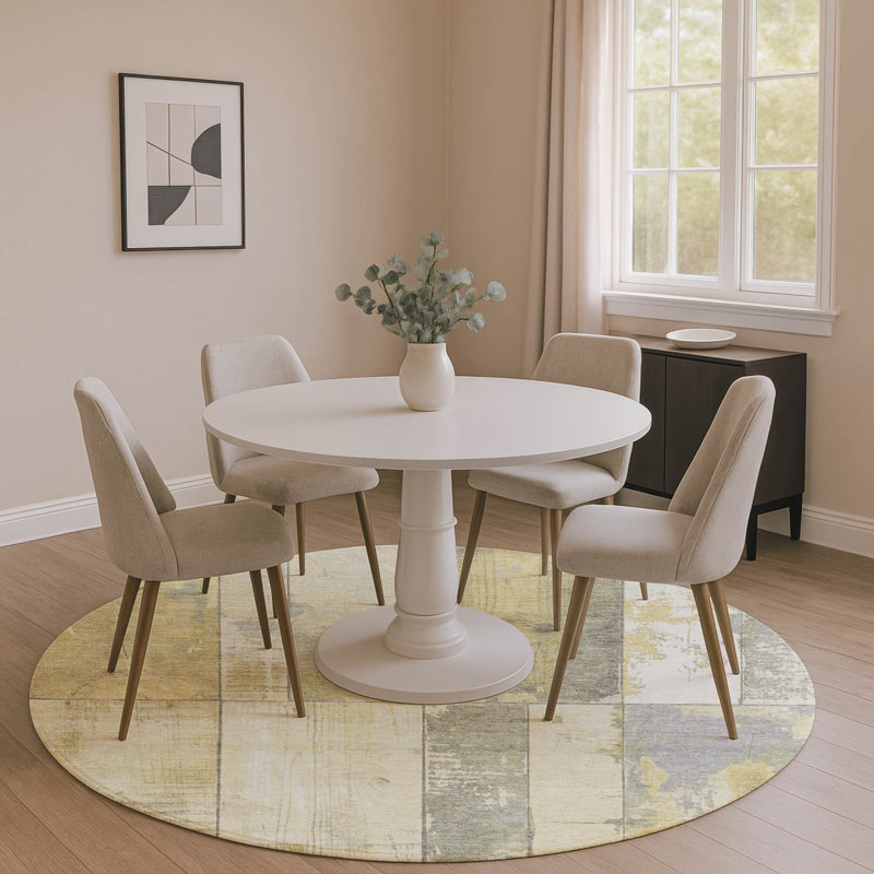 Premium Machine Washable Crestover AMF1877 Geometric Rug, Round 8'