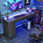 Keldric Rectangle Desk, Computer Desk with Drawers, Gaming Desk with LED Lights, Small Desk with Power Outlets, Writing Desk with Storage, Home Office Desk with Monitor Stand for Study-1379296350-1369033334