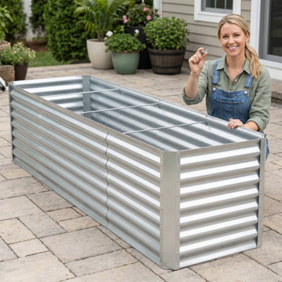 8x2x2ft (1 Pack) Galvanized Raised Garden Bed,outdoor Planter Box Metal Patio Kit Planting Bed For Vegetables Flowers Herb