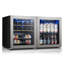 Ensemble réfrigérateur à vin autoportant 34 po avec deux portes réversibles, refroidisseur à vin 14 bouteilles et réfrigérateur Pi. Glacière à boissons avec éclairage intérieur à DEL