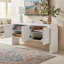 Console de rangement 63 ", buffet 4 portes et armoire avec base en bois massif et tablettes réglables 63"-120436945
