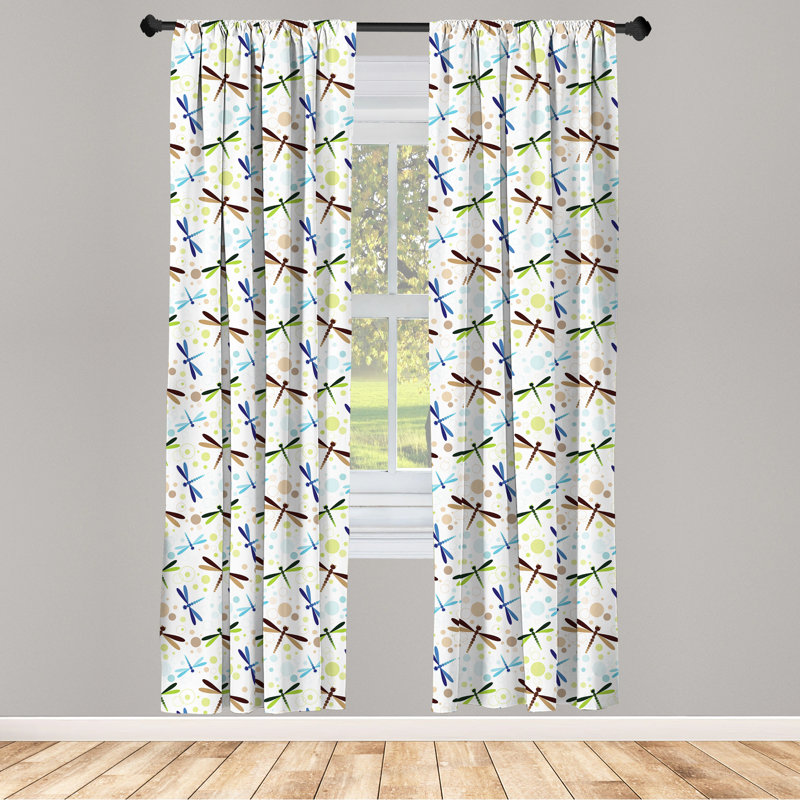 Dragonfly Semi-Sheer Rod Pocket Curtain Panels, 28" x 63"