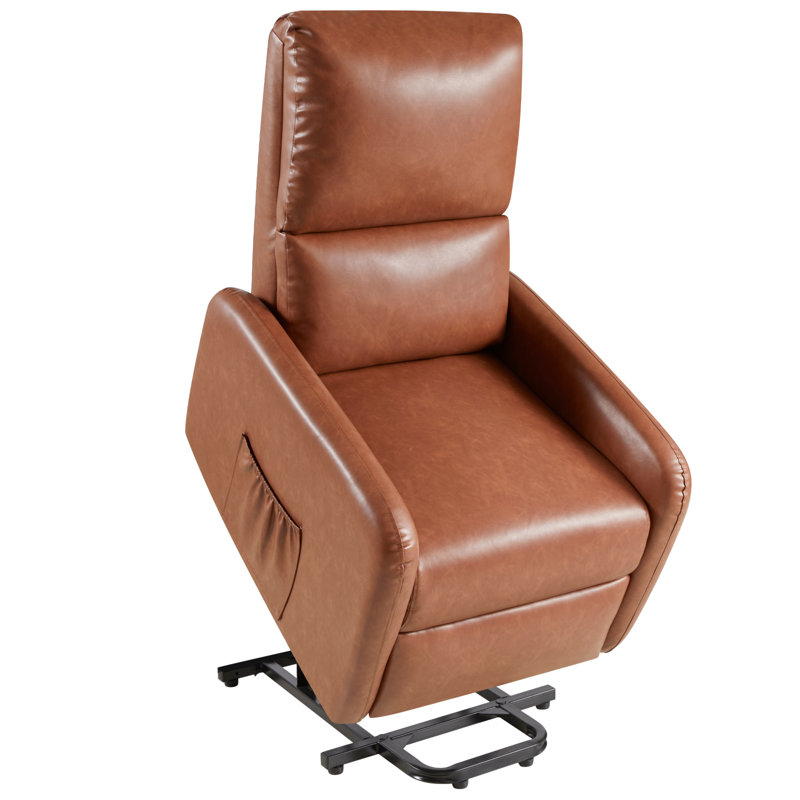 Fauteuils inclinables Power Lift avec dossier haut et poche latérale, canapé simple rembourré confortable, polyuréthane, Brun