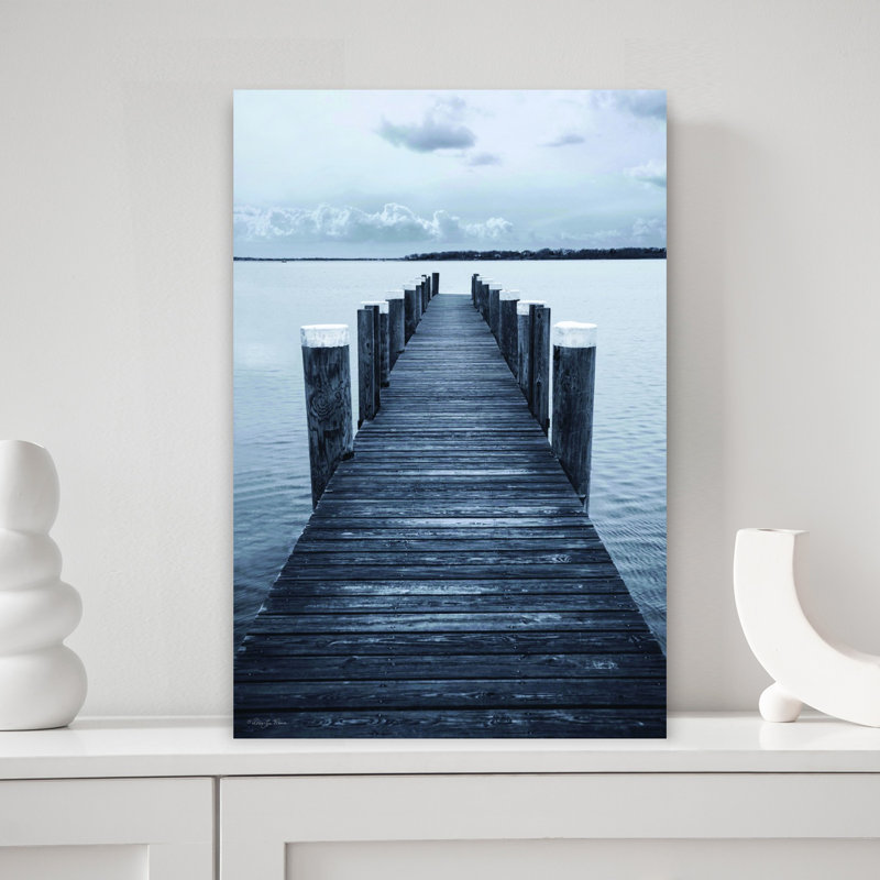 «Pier Two Peaceful Abstract Coastal Landscape», art mural, H 18 po x l 12 po