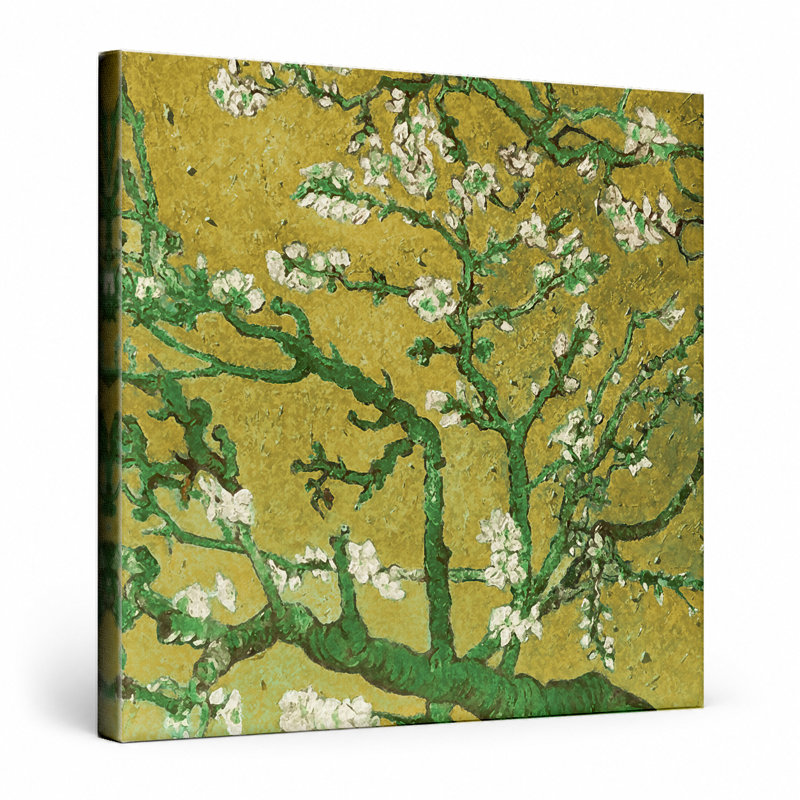 Fleurs d'amandier (1890) - art mural carré sur toile, 12" W x 12" H
