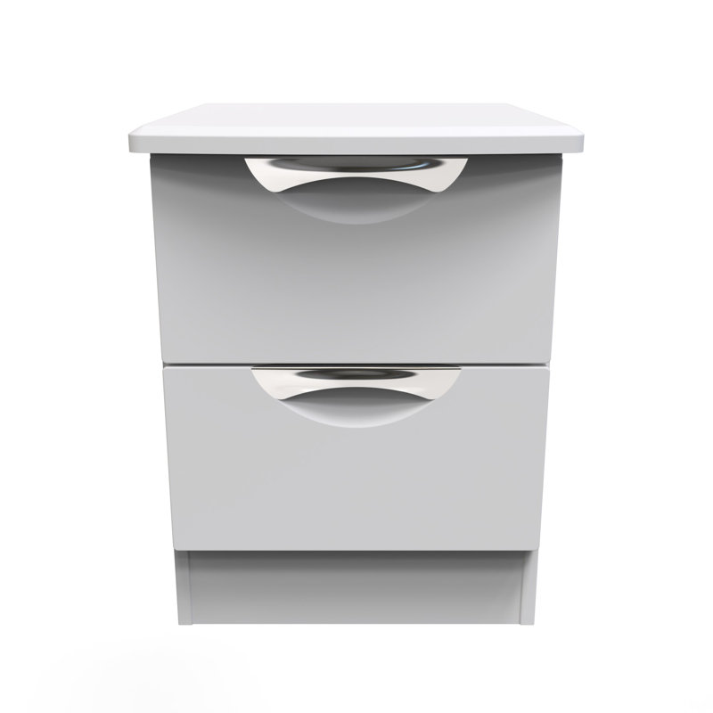 Bhodhini 2 Drawer Bedside Cabinet (Ready Assembled), Grey Matt