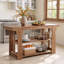 Îlot de cuisine en bois massif de 63 pouces avec tablettes de rangement, table de bar à hauteur de comptoir Farmhouse Island