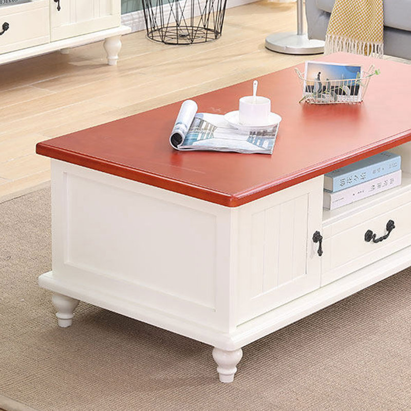 Table basse minimaliste de style américain, Brun foncé/Ivoire
