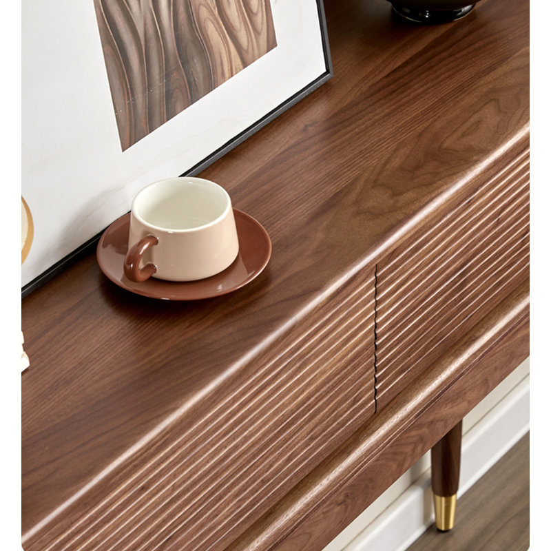 35.43" Walnut colour Rectangular Solid Wood Console Table, 35.43" H x 43.31" W x 12.6" D